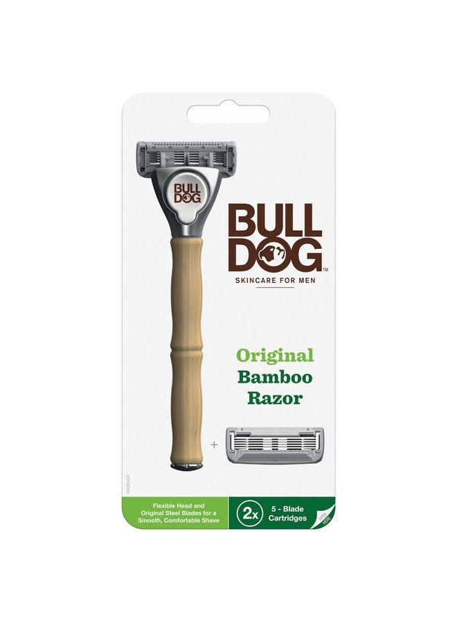 BULLDOG Mens Skincare And Grooming Original Bamboo Razors For Men With A Natural Bamboo Razor Handle And 2 Razor Refills - Image 1