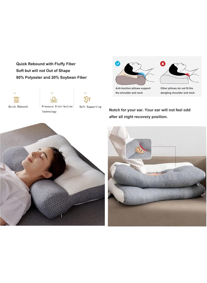 LOKIPA Super Ergonomic Pillow for Neck and Shoulder Pain - Contoured Cervical Pillow for All Sleep Positions (Side, Back, Recovery) with Ear Slot, Grey - Image 4
