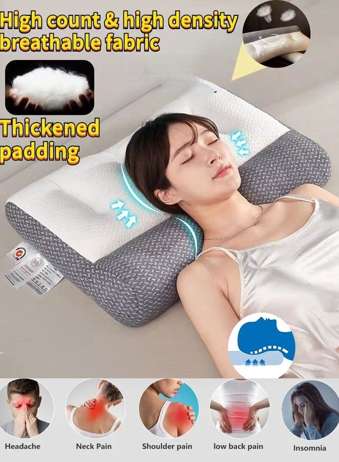 LOKIPA Super Ergonomic Pillow for Neck and Shoulder Pain - Contoured Cervical Pillow for All Sleep Positions (Side, Back, Recovery) with Ear Slot, Grey - Image 1