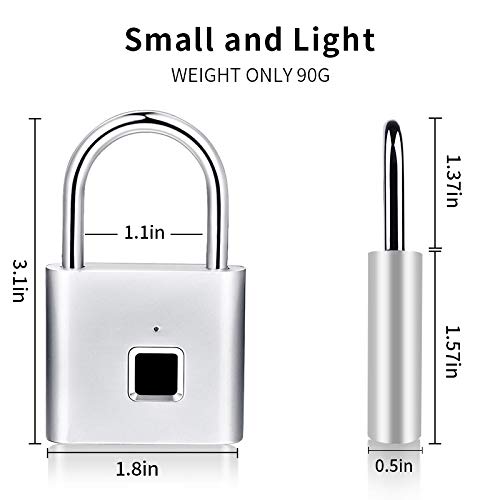 QEBIDUM Fingerprint Padlock, USB Charging Waterproof Mini Smart Security Lock with No App, No Key, No Trouble, Friendly for Kids and Elderly - Image 2