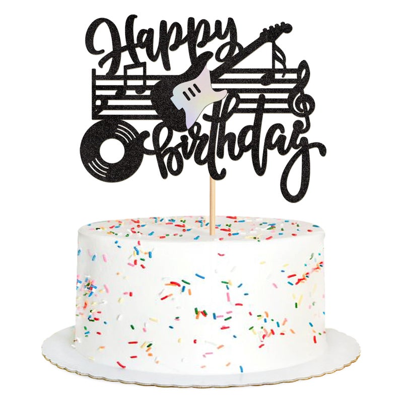 Ercadio 1PCS Guitar Cupcake Toppers Glitter Guitar Rock Cupcake Music Lover's Birthday Cake Decorations Rock and Roll Party Decorations for Guitar Theme Birthday Baby Shower Supplies - Image 1