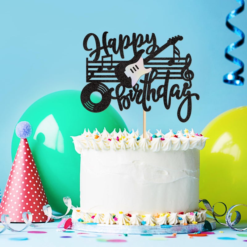 Ercadio 1PCS Guitar Cupcake Toppers Glitter Guitar Rock Cupcake Music Lover's Birthday Cake Decorations Rock and Roll Party Decorations for Guitar Theme Birthday Baby Shower Supplies - Image 3