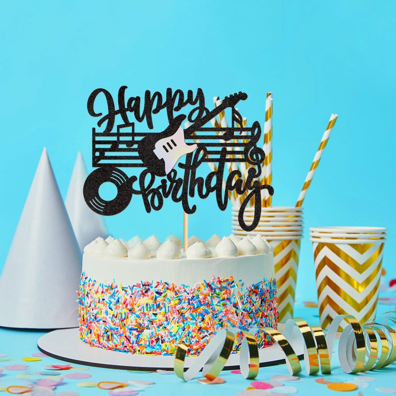 Ercadio 1PCS Guitar Cupcake Toppers Glitter Guitar Rock Cupcake Music Lover's Birthday Cake Decorations Rock and Roll Party Decorations for Guitar Theme Birthday Baby Shower Supplies - Image 4