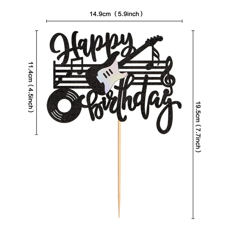Ercadio 1PCS Guitar Cupcake Toppers Glitter Guitar Rock Cupcake Music Lover's Birthday Cake Decorations Rock and Roll Party Decorations for Guitar Theme Birthday Baby Shower Supplies - Image 2