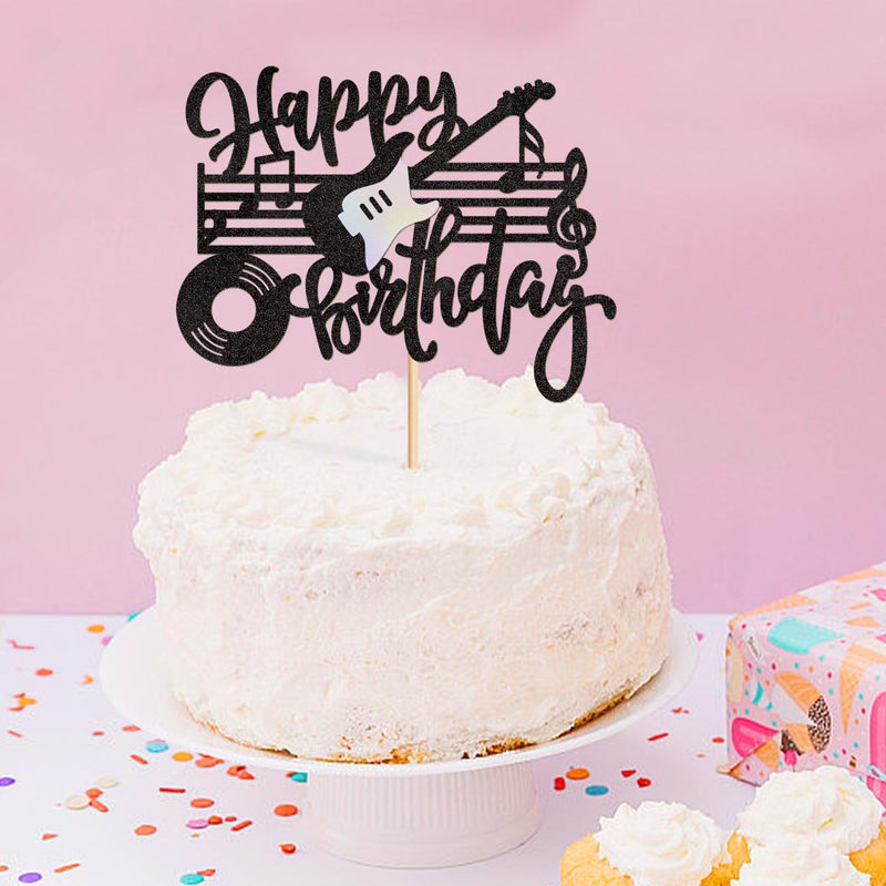 Ercadio 1PCS Guitar Cupcake Toppers Glitter Guitar Rock Cupcake Music Lover's Birthday Cake Decorations Rock and Roll Party Decorations for Guitar Theme Birthday Baby Shower Supplies - Image 5