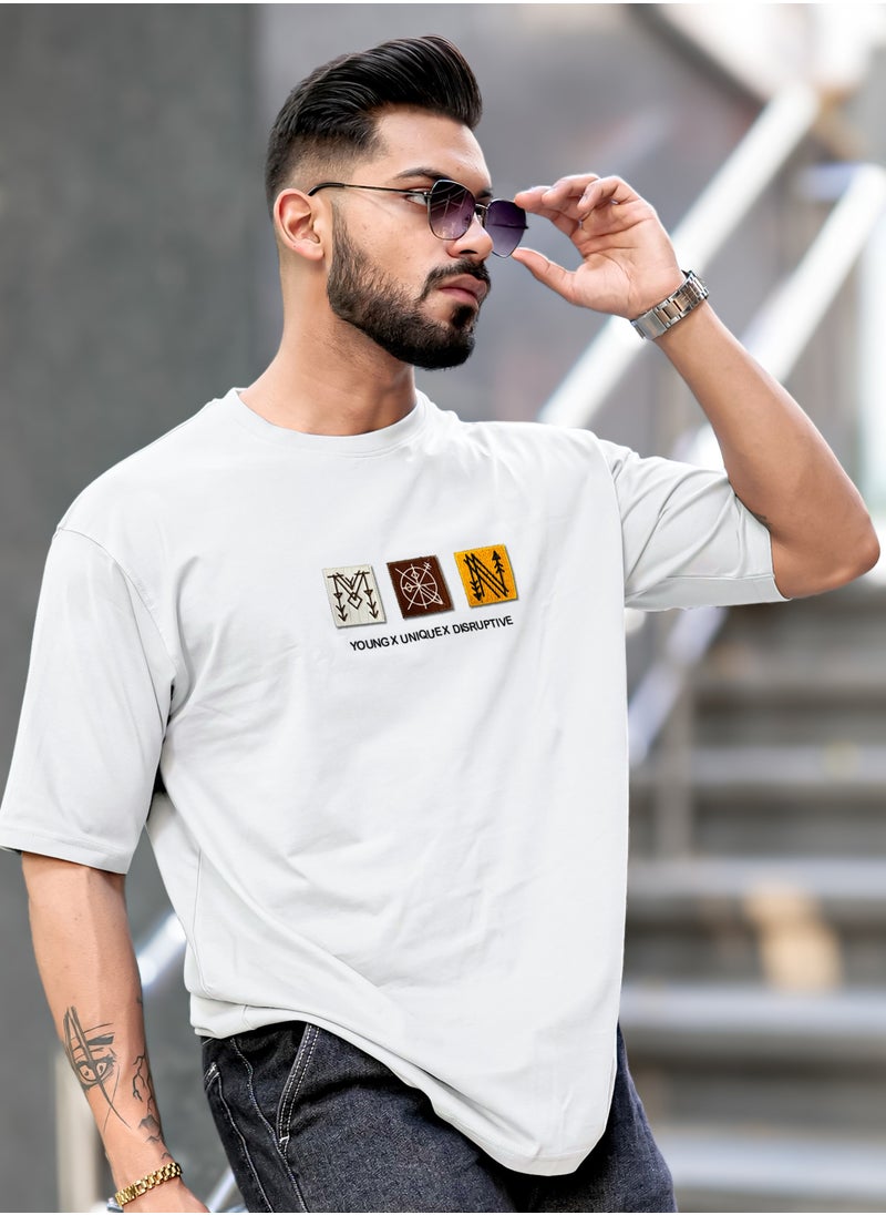 Maniac Maniac Mens Printed Round Neck Half Sleeve White Cotton T-Shirt  - Image 2