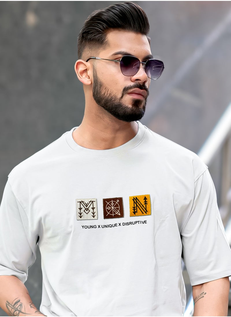 Maniac Maniac Mens Printed Round Neck Half Sleeve White Cotton T-Shirt  - Image 1