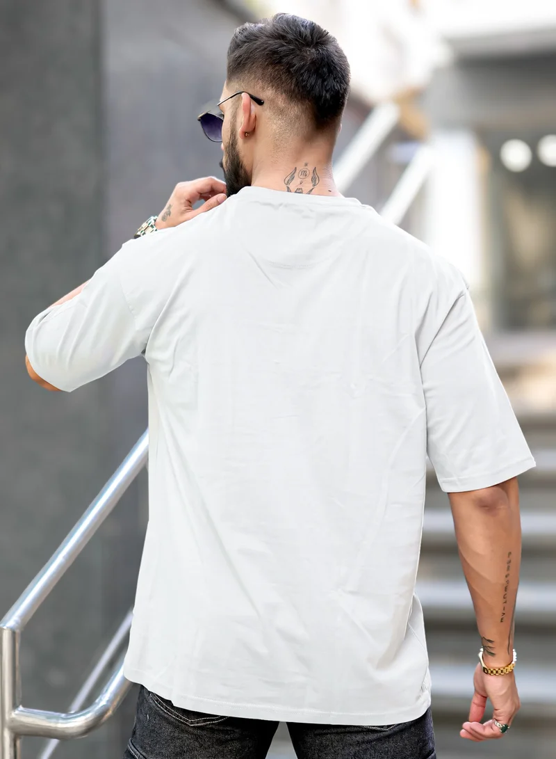 Maniac Maniac Mens Printed Round Neck Half Sleeve White Cotton T-Shirt