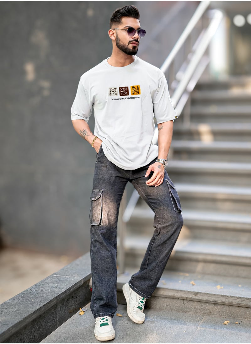 Maniac Maniac Mens Printed Round Neck Half Sleeve White Cotton T-Shirt  - Image 4