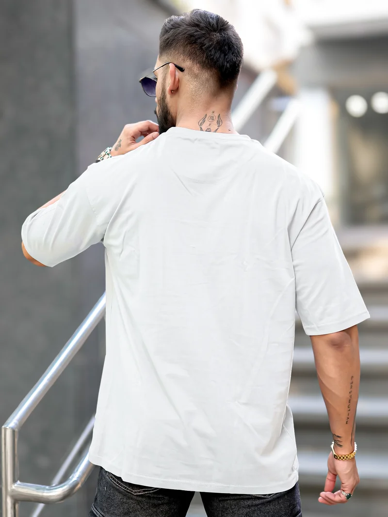 Maniac Maniac Mens Printed Round Neck Half Sleeve White Cotton T-Shirt
