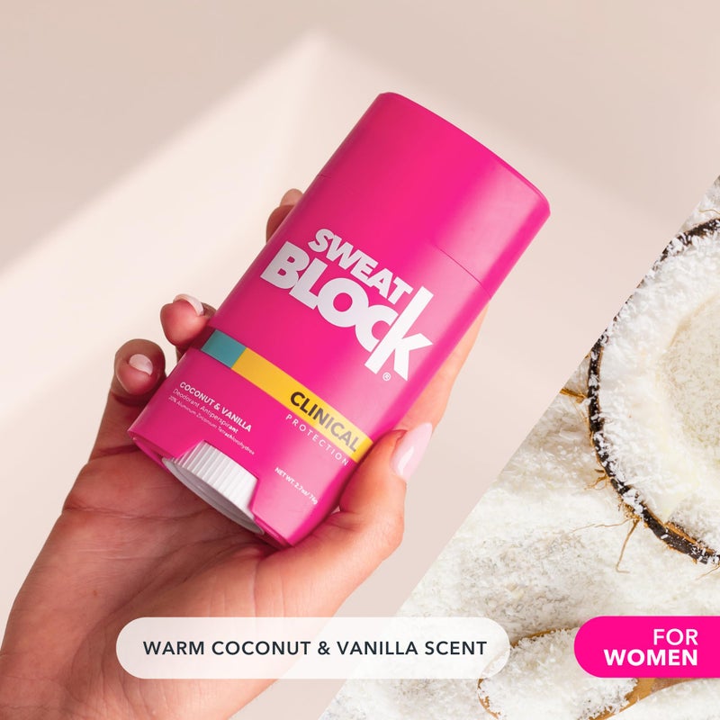 SweatBlock Clinical Strength Deodorant Antiperspirant for Women Coconut and Vanilla Scented 2 Pack 48 Hour Protection Against Sweat and Body Odor Gentle Daily Use Formula for Confidence and Freshness - Image 5