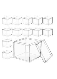 FUFU 12Pack 5.5 x 5.5 x 5.5cm  Plastic Box with Lid Clear Small Plastic Box Plastic Square Cube with Lid Mini Plastic Containers Display Box  for Candy Pill Tiny Jewelry Toys Gifts  - Image 1