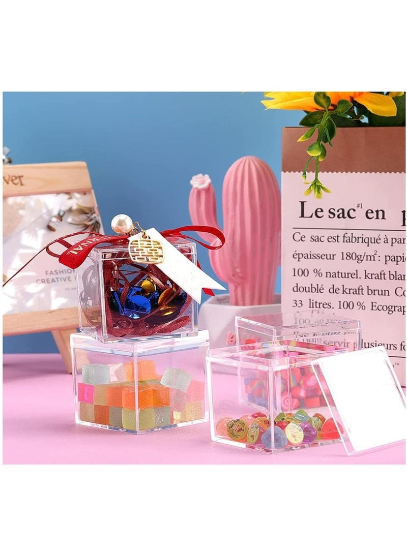 FUFU 12Pack 5.5 x 5.5 x 5.5cm  Plastic Box with Lid Clear Small Plastic Box Plastic Square Cube with Lid Mini Plastic Containers Display Box  for Candy Pill Tiny Jewelry Toys Gifts  - Image 4