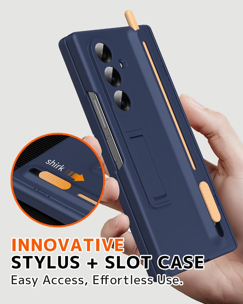 NINKI for Samsung Galaxy Z Fold 3 Case with S Pen Holder and Stylus,Invisible Kickstand Screen Protector Hinge Hard Drop-Proof Stand Phone Cover for Samsung Z fold 3 Case with S Pen Slot â€“ Royal Blue - Image 2