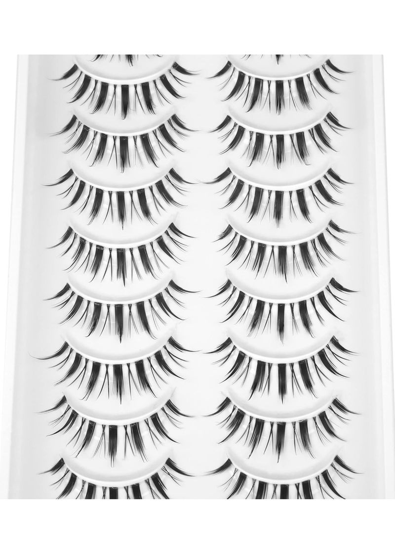 GUDOO 10 Pairs Manga Lashes Natural Look Anime False Big Eyelashes Eyelashes Individual Wispy Korean Makeup Eye Lashes Clusters Asian Fake Eyelashes Pack - Image 5