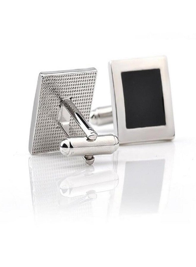 Peora Stylish Black Business Suit Sleeve Decoration Square Shape Black Button Cufflinks for Men - Image 5