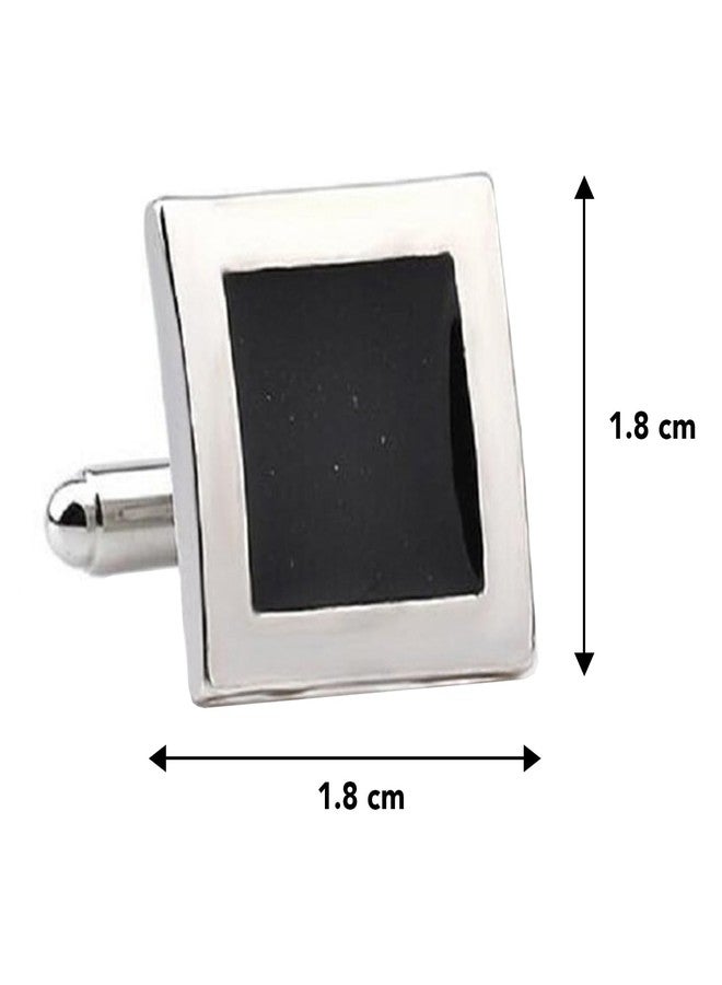 Peora Stylish Black Business Suit Sleeve Decoration Square Shape Black Button Cufflinks for Men - Image 4