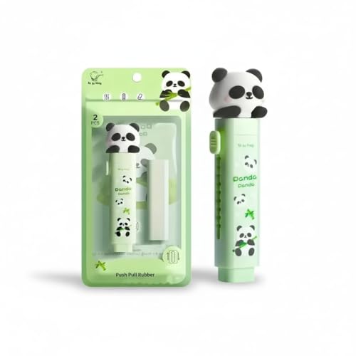 Parshya Cute Green Pencil Pouch with Push-Pull Eraser Set for Kids | Soft Plush Cartoon Stationery Combo | School Supplies for Boys & Girls | Multi-Pocket Zipper Case + Eraser | Gift Pack - Image 2