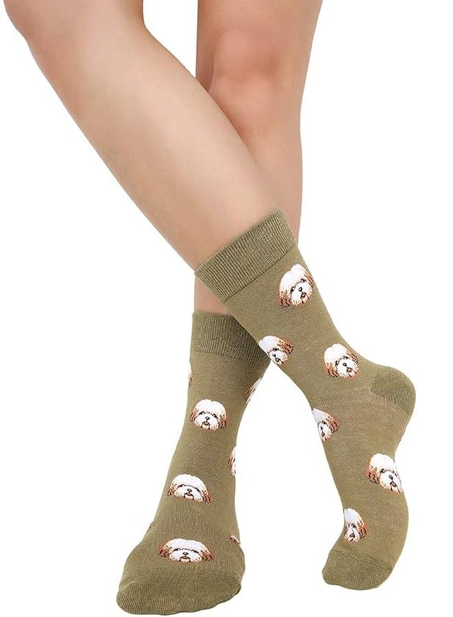 Socks Women's 5-Pack Cotton Fun Middle Socks Fun Comfortable Novelty Casual Socks Cartoon Animal Dog Middle Socks Creative Trendy Socks - Image 5