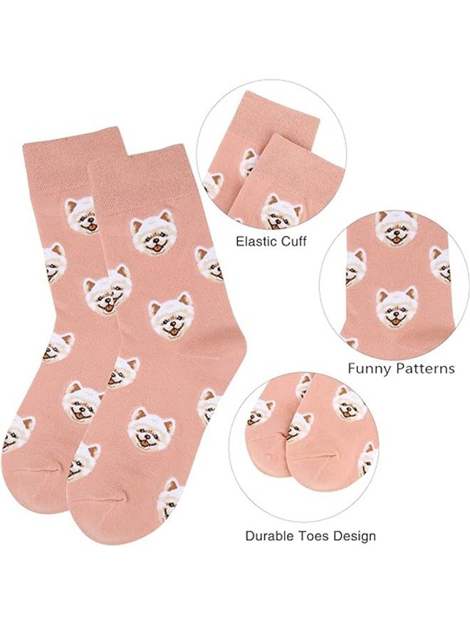 Socks Women's 5-Pack Cotton Fun Middle Socks Fun Comfortable Novelty Casual Socks Cartoon Animal Dog Middle Socks Creative Trendy Socks - Image 3