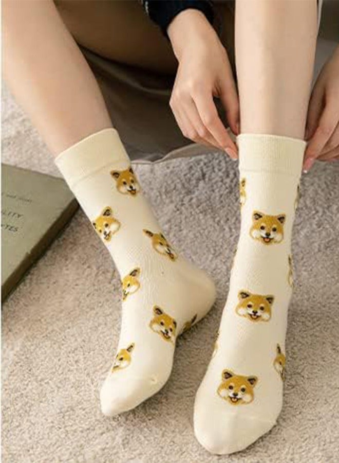 Socks Women's 5-Pack Cotton Fun Middle Socks Fun Comfortable Novelty Casual Socks Cartoon Animal Dog Middle Socks Creative Trendy Socks - Image 4