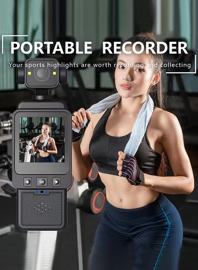 1080P Vlogging Hand Action Camera, Pocket Camera with 360 Degree Rotatable Lens, Color LCD Screen, with Clamp, WiFi Wearable Video Camcorder with Motion Detection for Travel Hiking, included 128G Card - Image 5