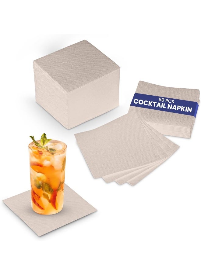 إس إن إتش باكينج مناديل كوكتيل مربعة الشكل من طبقتين للاستخدام مرة واحدة من إس إن إتش، 50 قطعة، مقاس 33 سم × 33 سم، لون بني - Image 1