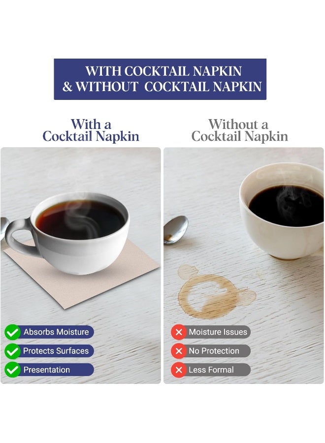 إس إن إتش باكينج مناديل كوكتيل مربعة الشكل من طبقتين للاستخدام مرة واحدة من إس إن إتش، 50 قطعة، مقاس 33 سم × 33 سم، لون بني - Image 4