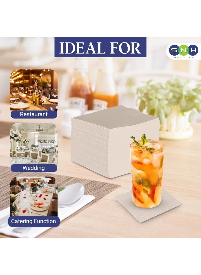 إس إن إتش باكينج مناديل كوكتيل مربعة الشكل من طبقتين للاستخدام مرة واحدة من إس إن إتش، 50 قطعة، مقاس 33 سم × 33 سم، لون بني - Image 5