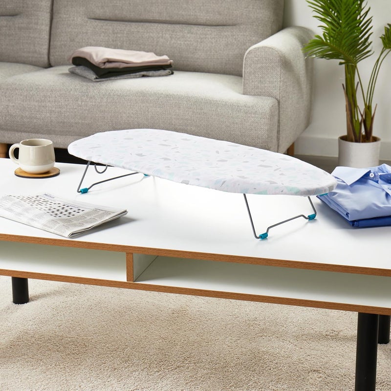 Beldray LA028459PASFEU7 Tabletop Ironing Board - 100% Cotton Cover & Felt Pad for a Smooth Press, Compact & Convenient, Ideal for Left & Right-Handed Use, Portable/Lightweight, Terrazzo Pastel Pattern - Image 2