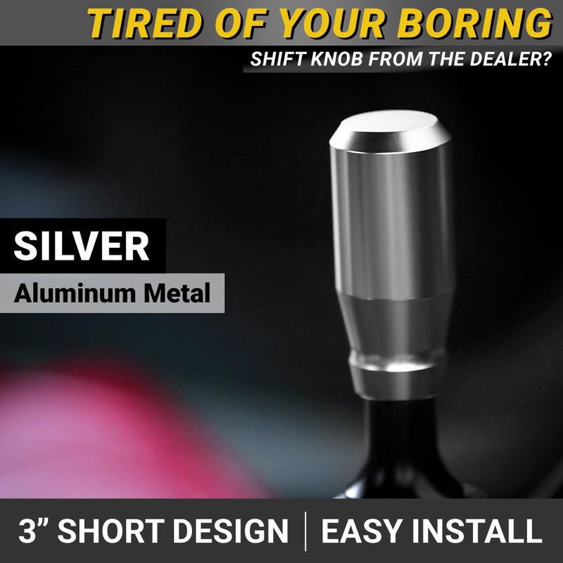 Mega Racer Premium Brushed Silver Shift Knob - 4 Metal Threaded Adapters, 4 5 6 Speed Manual & Buttonless Automatic Transmission, Aluminum Car Gear Stick Shifter Knobs (M8, M10x1.25/1.5, M12x1.25) Cool JDM Style - Image 2