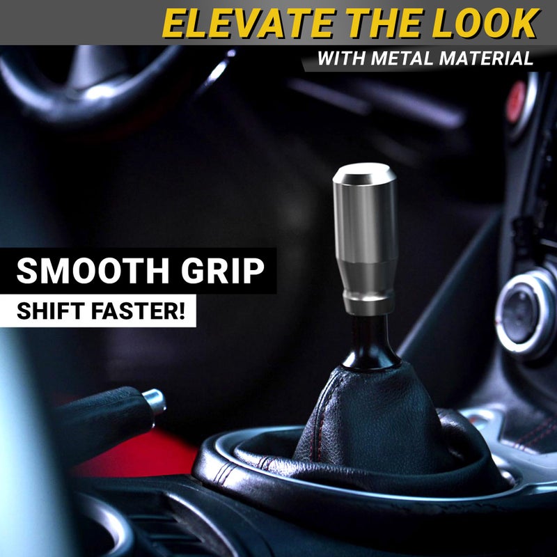 Mega Racer Premium Brushed Silver Shift Knob - 4 Metal Threaded Adapters, 4 5 6 Speed Manual & Buttonless Automatic Transmission, Aluminum Car Gear Stick Shifter Knobs (M8, M10x1.25/1.5, M12x1.25) Cool JDM Style - Image 3