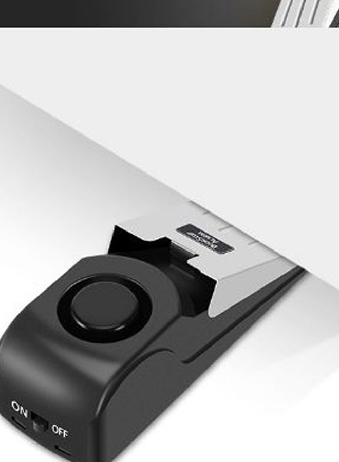 جهاز إنذار ضد السرقة بتصميم سنادة للباب بميزة الاهتزاز و3 مستويات حساسية أسود/فضي - Image 2