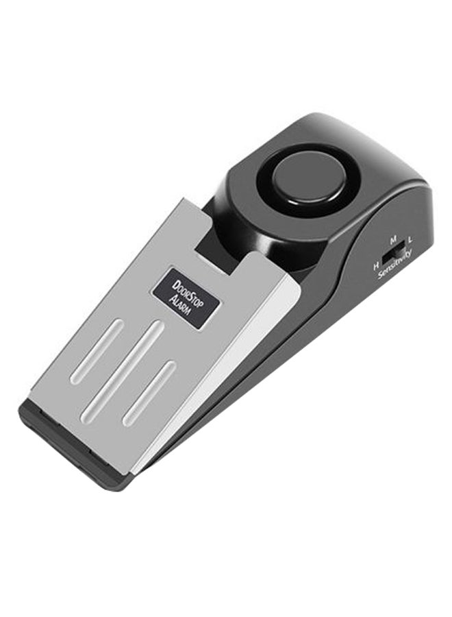 جهاز إنذار ضد السرقة بتصميم سنادة للباب بميزة الاهتزاز و3 مستويات حساسية أسود/فضي - Image 1