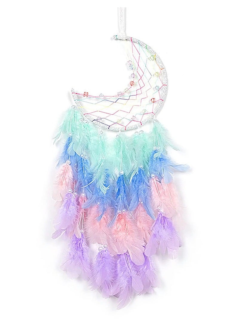 كابتن تيك Dream Catcher Colorful Feather Dream Catchers Handmade Indian Style Hanging Wall Decor for Bedroom Living Room Dormitory Nursery  Wall Hanging Decoration Blessing Gift Green KSA | Riyadh, Jeddah - Image 1