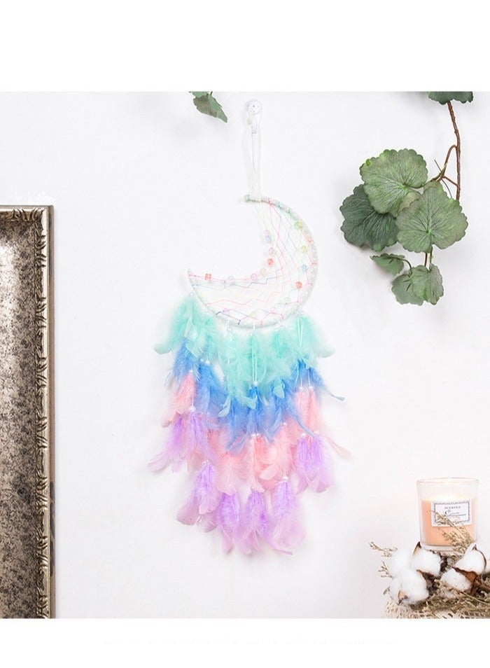 كابتن تيك Dream Catcher Colorful Feather Dream Catchers Handmade Indian Style Hanging Wall Decor for Bedroom Living Room Dormitory Nursery  Wall Hanging Decoration Blessing Gift Green KSA | Riyadh, Jeddah - Image 5
