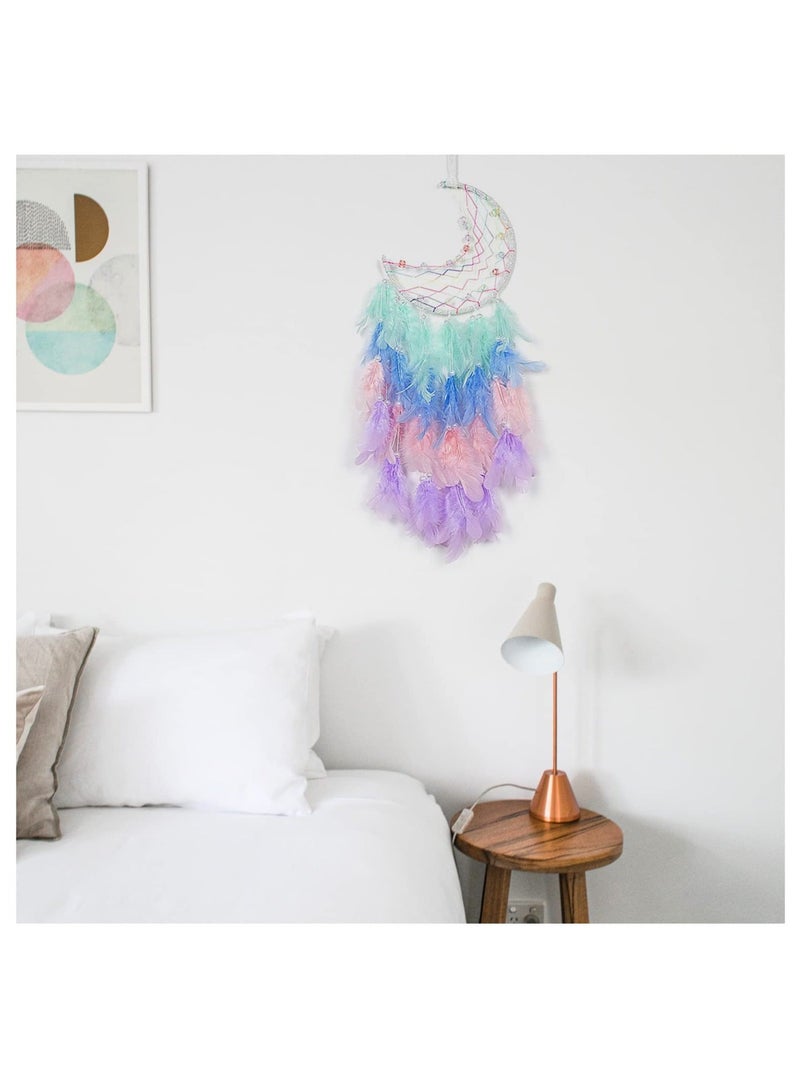 كابتن تيك Dream Catcher Colorful Feather Dream Catchers Handmade Indian Style Hanging Wall Decor for Bedroom Living Room Dormitory Nursery  Wall Hanging Decoration Blessing Gift Green KSA | Riyadh, Jeddah - Image 4