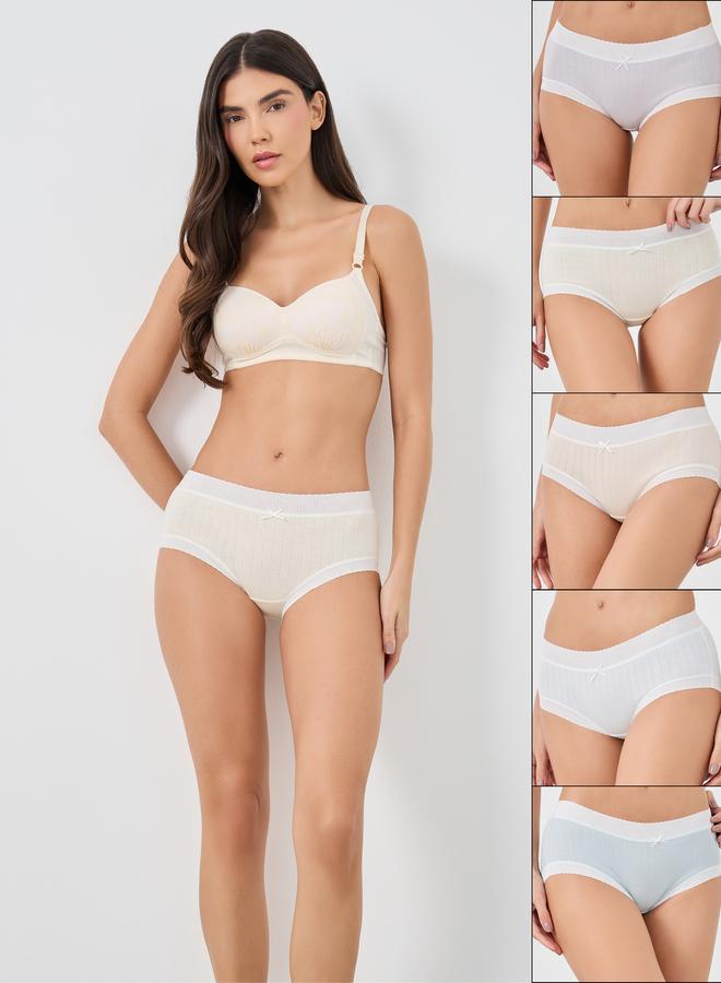 Styli Pack of 5 - Ribbed Full Briefs with Contrast Trim - Image 1