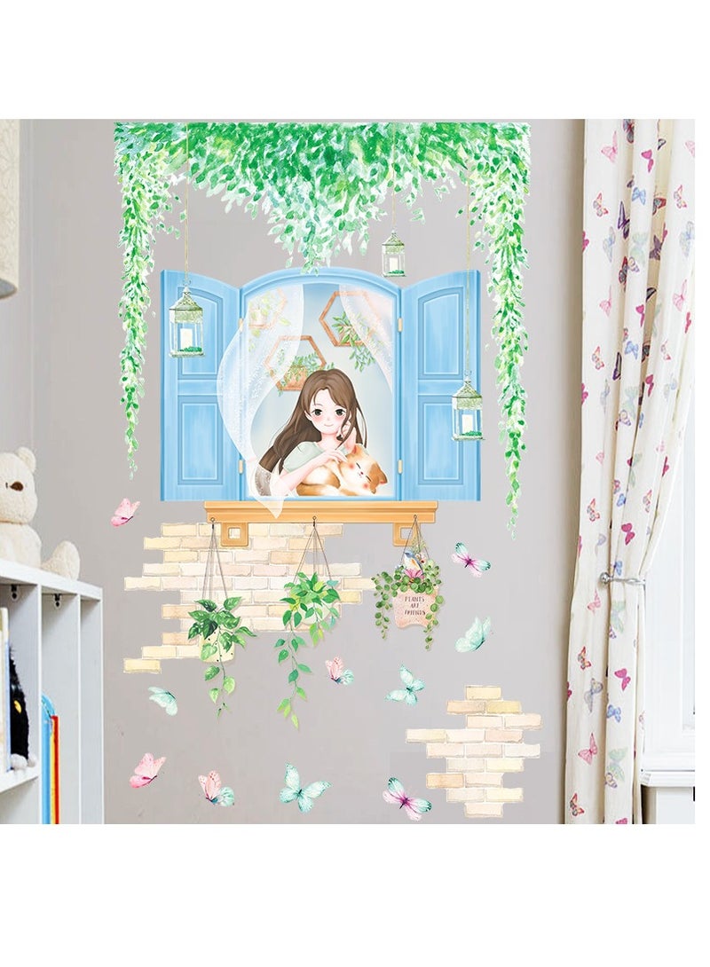 Bluejw Fresh Flower Window Girl Wall Stickers Perfect For Bedroom And Living Room - Image 3
