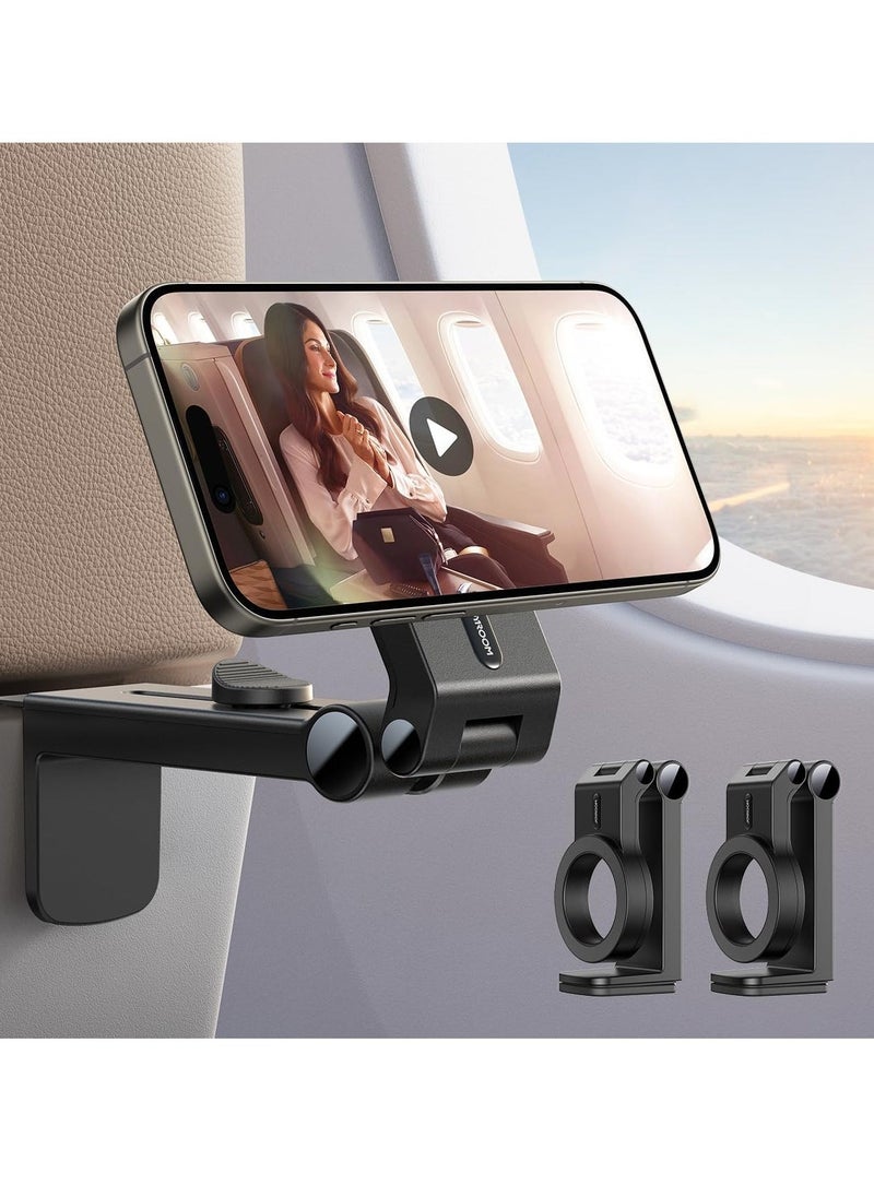 ELTRAZONE 2-Pack Airplane Phone Holder – Hands-Free Mount, Travel Essential for iPhone 15 Pro Max, 14/13/12, Magsafe Compatible, Adjustable Stand for Airplane Tray Table - Image 1