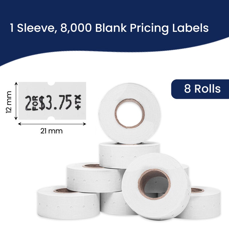 Perco 1 Line Freezer Adhesive Labels - 8 Rolls, 1 Sleeve, 8,000 Blank Price and Date Gun Labels for Perco Lite, X, Plus and Pro 1 Line Price and Date Guns - Made in USA - Image 3