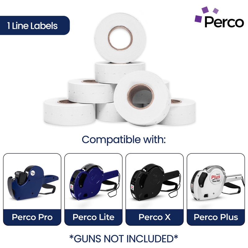 Perco 1 Line Freezer Adhesive Labels - 8 Rolls, 1 Sleeve, 8,000 Blank Price and Date Gun Labels for Perco Lite, X, Plus and Pro 1 Line Price and Date Guns - Made in USA - Image 2