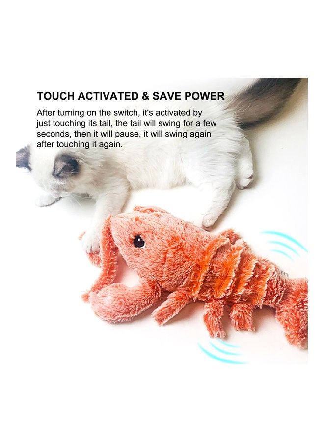 NIBEMINENT Electric Moving Cat Kicker Wagging Shrimped Plush Toy Orange 30 x 10cm - Image 5