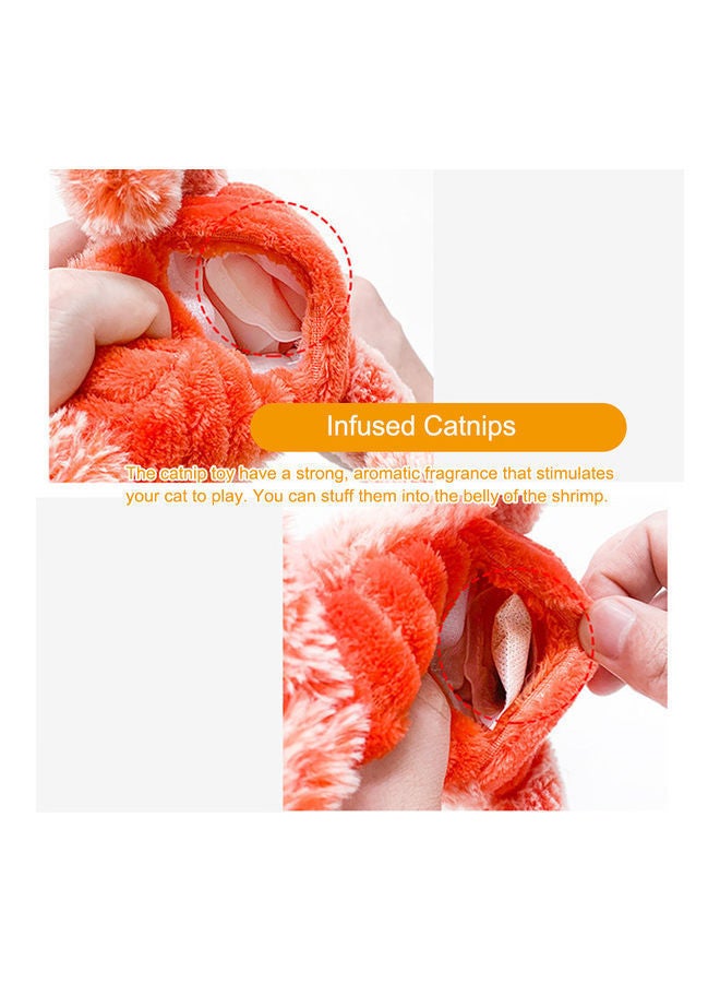 NIBEMINENT Electric Moving Cat Kicker Wagging Shrimped Plush Toy Orange 30 x 10cm - Image 2