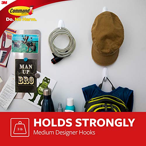 Command Medium Designer Hooks, 2 Hooks and 4 Command Strips, Damage-Free Hanging Wall Hooks with Adhesive Strips, Adhesive Hooks for Hanging Christmas Decorations, Holds up to 3 lb - Image 3