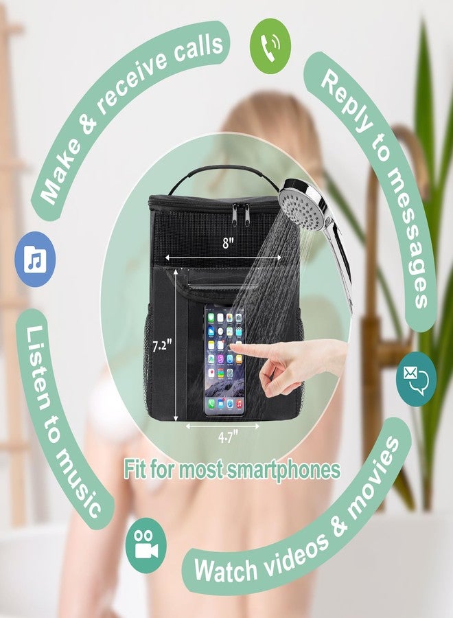Attmu Portable Shower Caddy for Dorm Room Essentials, Foldable Mesh Shower Bag for College, Large Capacity Toiletry Bag Tote Bag Shower Caddy Portable for Student Boy Girl Bath Essentials (Black) - Image 5