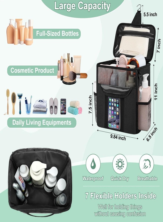 Attmu Portable Shower Caddy for Dorm Room Essentials, Foldable Mesh Shower Bag for College, Large Capacity Toiletry Bag Tote Bag Shower Caddy Portable for Student Boy Girl Bath Essentials (Black) - Image 2