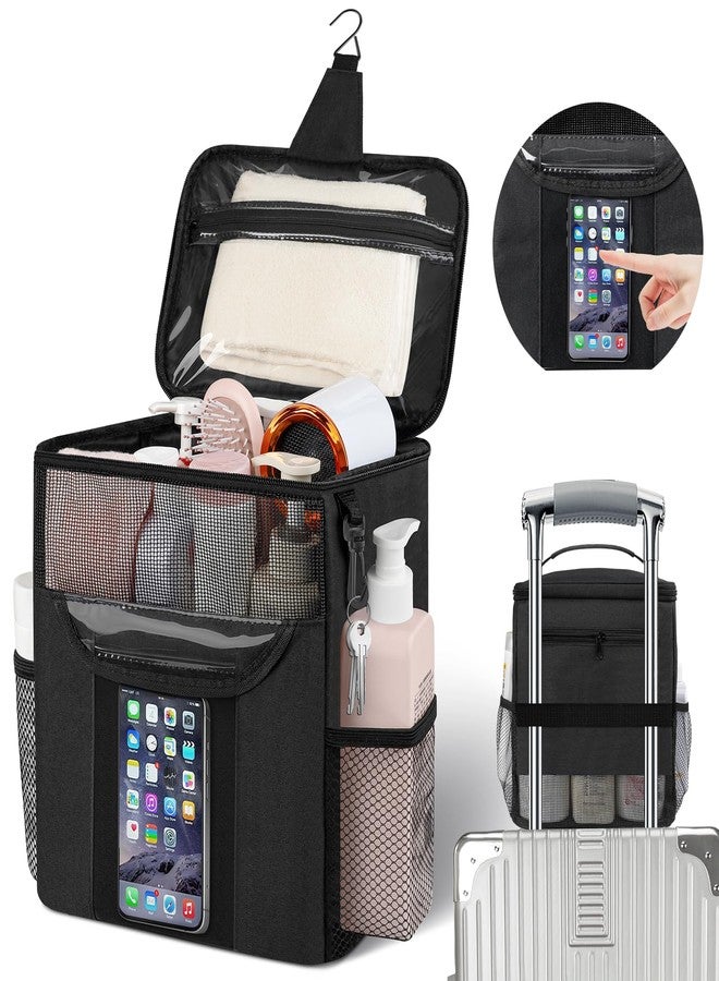 Attmu Portable Shower Caddy for Dorm Room Essentials, Foldable Mesh Shower Bag for College, Large Capacity Toiletry Bag Tote Bag Shower Caddy Portable for Student Boy Girl Bath Essentials (Black) - Image 1