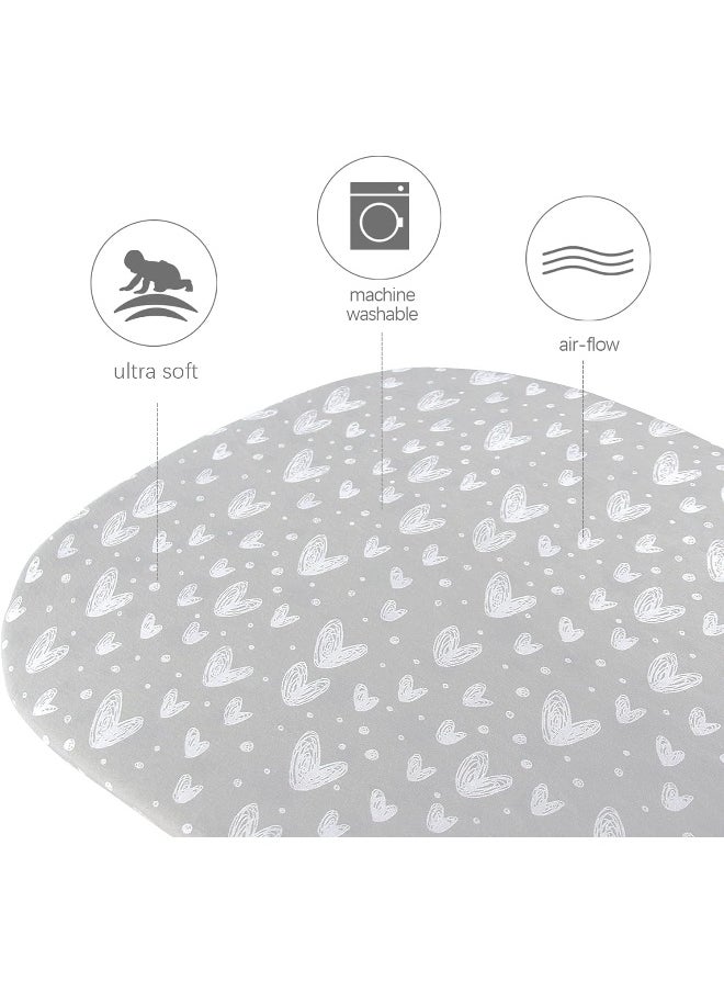 Biloban Biloban Bassinet Fitted Sheets for UPPAbaby Bassinet, 100% Jersey Knit Cotton Sheets, Breathable and Heavenly Soft, Grey and White Print for Baby  - Image 2