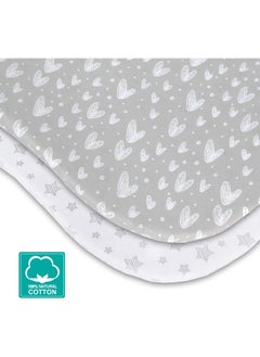 Biloban Biloban Bassinet Fitted Sheets for UPPAbaby Bassinet, 100% Jersey Knit Cotton Sheets, Breathable and Heavenly Soft, Grey and White Print for Baby  - Image 3